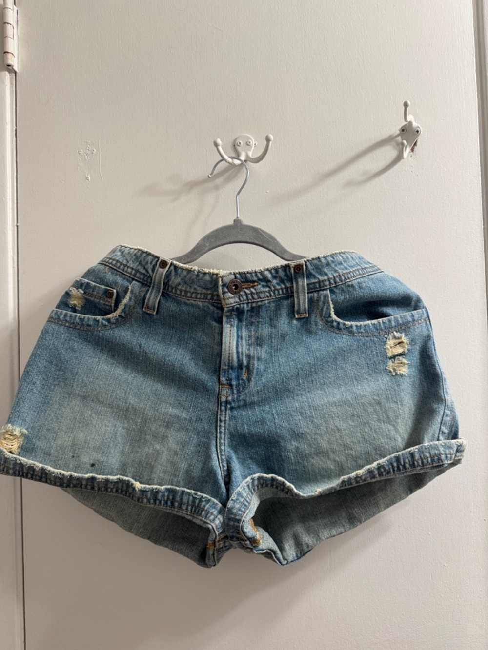 lei Light Blue Distressed High-Rise Denim Shorts